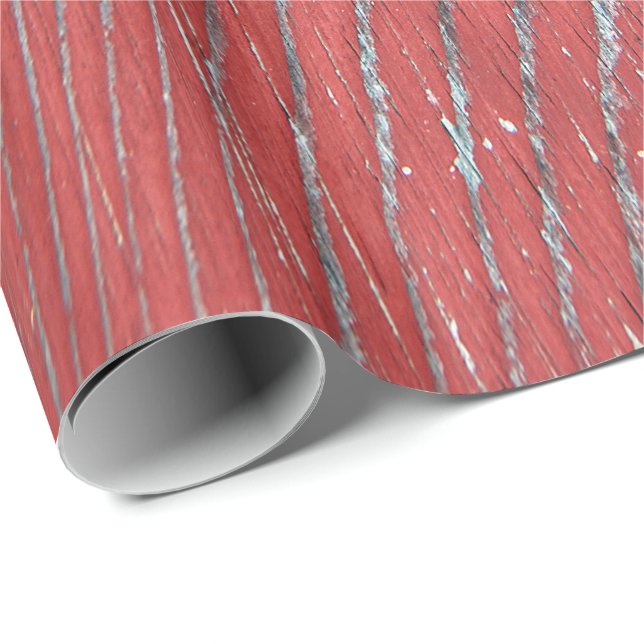 Red Barn Wood Wrapping Paper (Roll Corner)