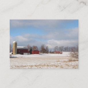 Red Barns in Winter ATC Business Card