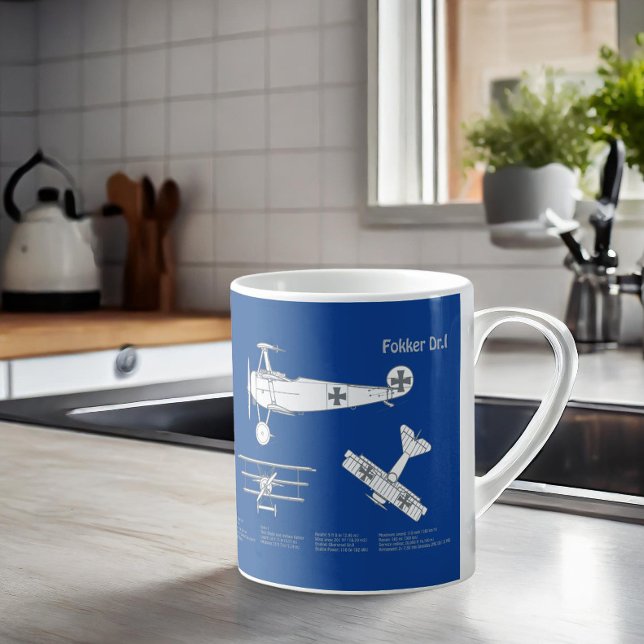 Red Baron Fokker Dr.1 - Aeroplane Blueprint ABD Coffee Mug (Creator Uploaded)