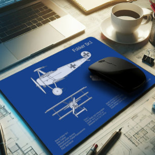 Red Baron Fokker Dr.1 - Aeroplane Blueprint ABD Mouse Pad