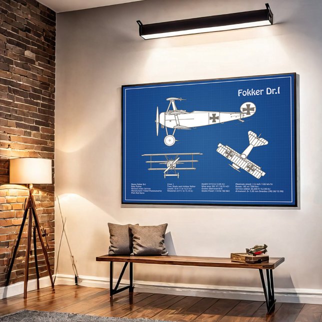 Red Baron Fokker Dr.1 - Aeroplane Blueprint ABD Poster (Creator Uploaded)