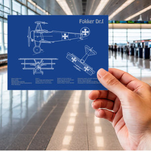 Red Baron Fokker Dr.1 - Aeroplane Blueprint AD Postcard