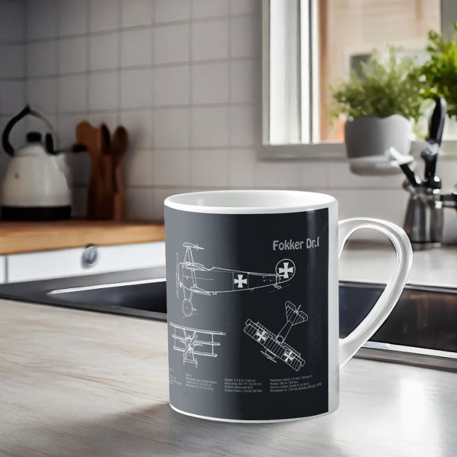 Red Baron Fokker Dr.1 - Aeroplane Blueprint PD Coffee Mug (Creator Uploaded)