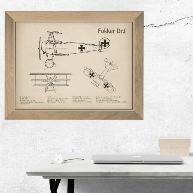 Red Baron Fokker Dr.1 - Aeroplane Blueprint SD Photo Print (Creator Uploaded)