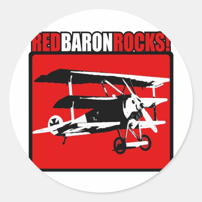 Red Baron Rocks! Classic Round Sticker (Front)