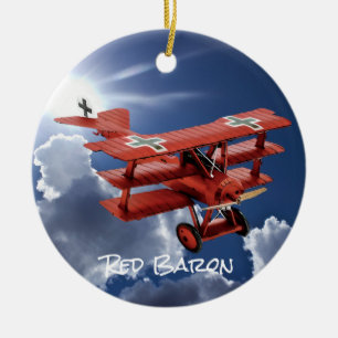 Red Baron's Fokker Triplane Ceramic Ornament