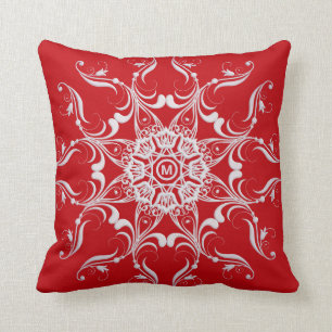 Red baroque Mandala design.  Cushion