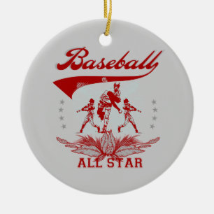Red Baseball All Star T-shirts and Gifts Ceramic Ornament