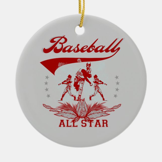 Red Baseball All Star T-shirts and Gifts Ceramic Ornament (Front)