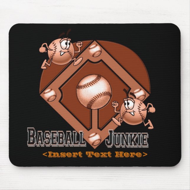 Red Baseball Cartoon Mouse Pad (Front)
