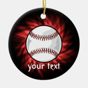 Red Baseball Ceramic Tree Decoration