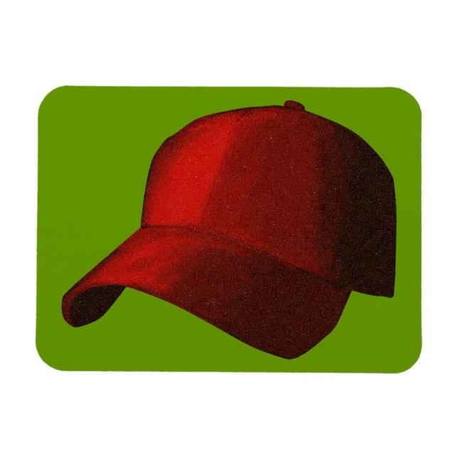 RED BASEBALL HAT CAP GRAPHIC MAGNET (Horizontal)