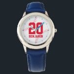Red Baseball Jersey Number Watch<br><div class="desc">Sports themed design perfect for boys and girls of all ages.</div>