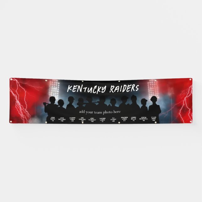 Red Baseball Softball Dugout Banner Sports Team (Horizontal)