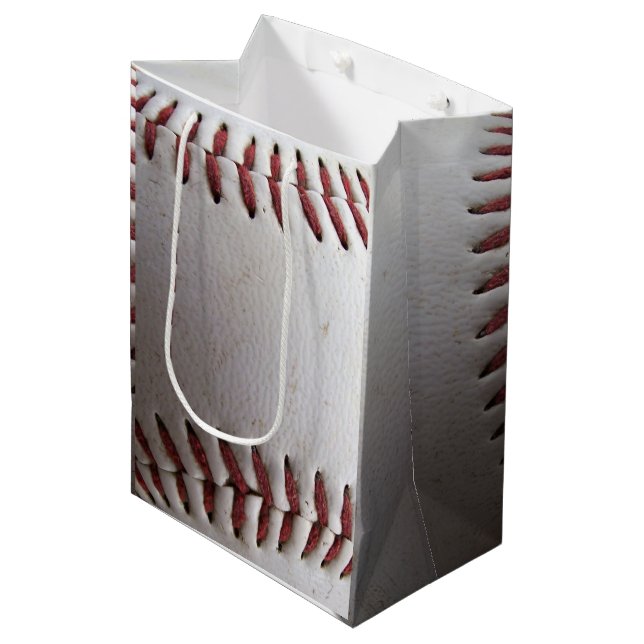 Red Baseball Stitching Medium Gift Bag (Front Angled)