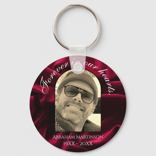 Red Basic In Loving Memory Keepsake Keychain (Front)