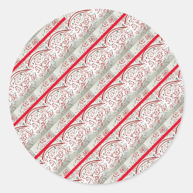 Red Basket with Handle Christmas Classic Round Sticker (Front)