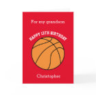 Red Basketball Happy 13th Birthday Grandson