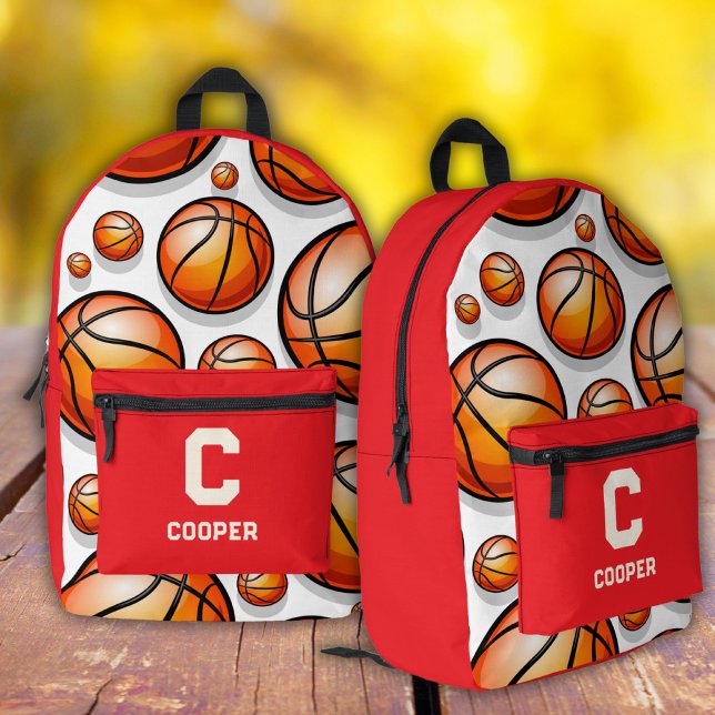 Red basketball pattern  printed backpack (Creator Uploaded)