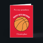 Red Basketball Sport 15th Birthday Card<br><div class="desc">A red personalised basketball 15th birthday card for grandson, son, nephew and more. You will be able to easily personalise the front with his name. The inside reads a birthday message, which you can easily edit as well. You can personalise the back of this basketball birthday card with the year....</div>
