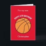 Red Basketball Sports 11th Birthday Card<br><div class="desc">A red basketball 11th birthday card for son, nephew, grandson, etc. You will be able to easily personalise the front with his name. The inside reads a birthday message, which you can easily edit as well. You can personalise the back of this basketball birthday card with the year. This would...</div>