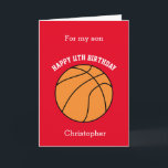 Red Basketball Sports 11th Birthday Card<br><div class="desc">A red basketball 11th birthday card for son, nephew, grandson, etc. You will be able to easily personalise the front with his name. The inside reads a birthday message, which you can easily edit as well. You can personalise the back of this basketball birthday card with the year. This would...</div>