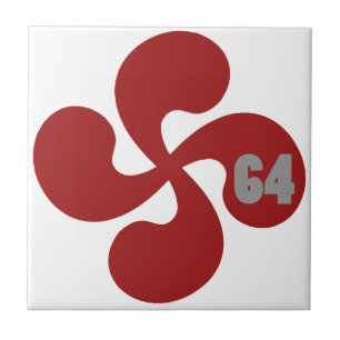 Red Basque Cross 64 Lauburu Ceramic Tile