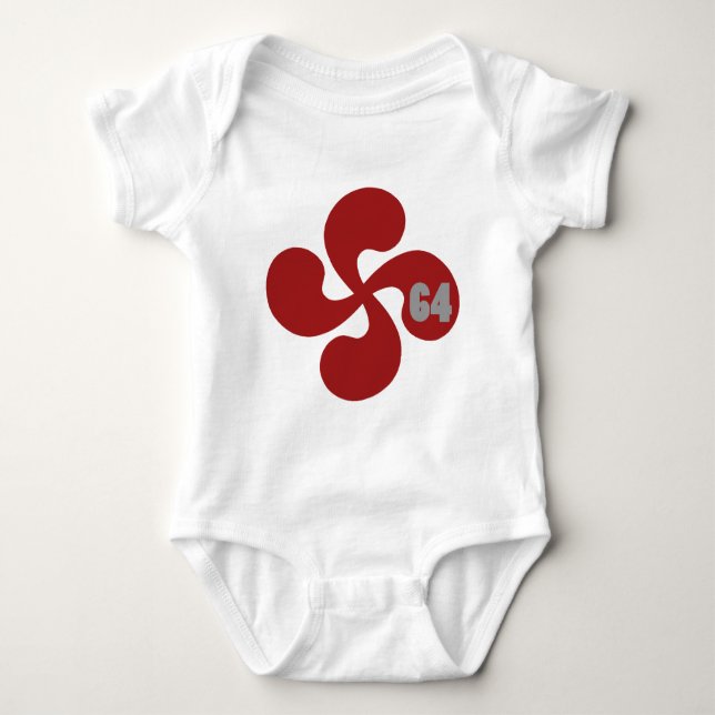Red Basque crosses 64 Lauburu Baby Bodysuit (Front)