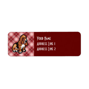 Red Basset Hound Return Address Label