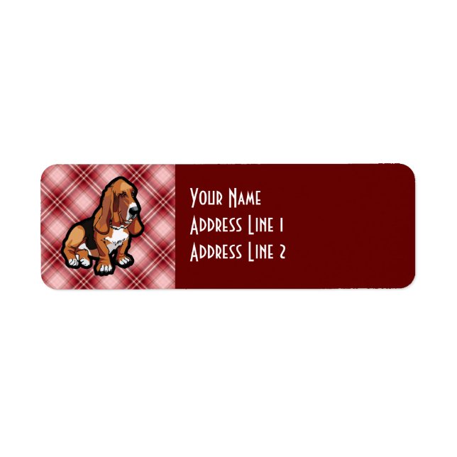 Red Basset Hound Return Address Label (Front)