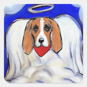 Red Bassett Hound Angel Square Sticker