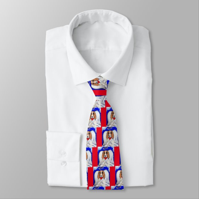 Red Bassett Hound Angel Tie (Tied)