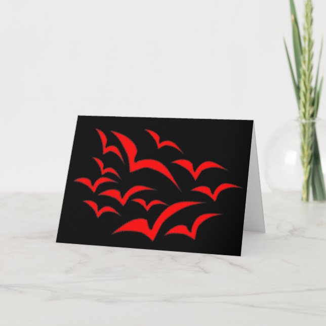 Red Bat Cloud Halloween Card (Front)