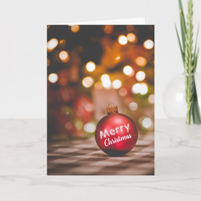 Red Bauble, Christmas Greeting Card (Front)
