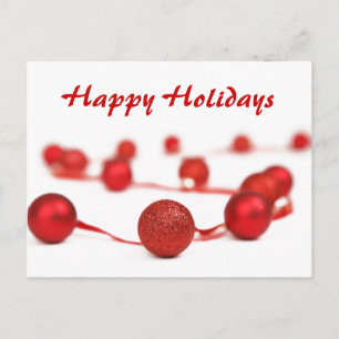 Red Bauble Curve Christmas Postcard