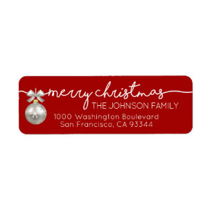 Red Bauble Merry Christmas Return Address Return Address Label