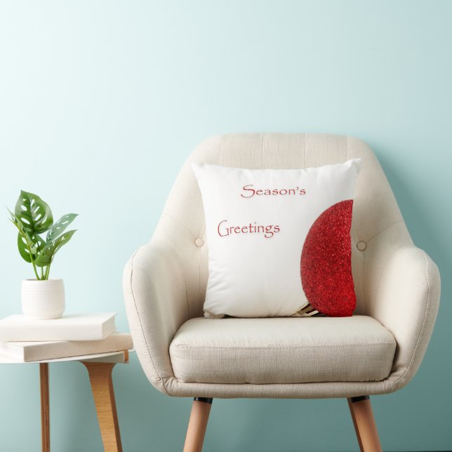 Red Bauble Season's Greetings Throw Pillow (Chair)