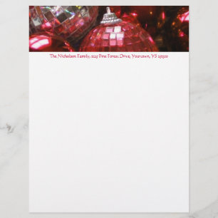 Red Baubles address letterhead red text