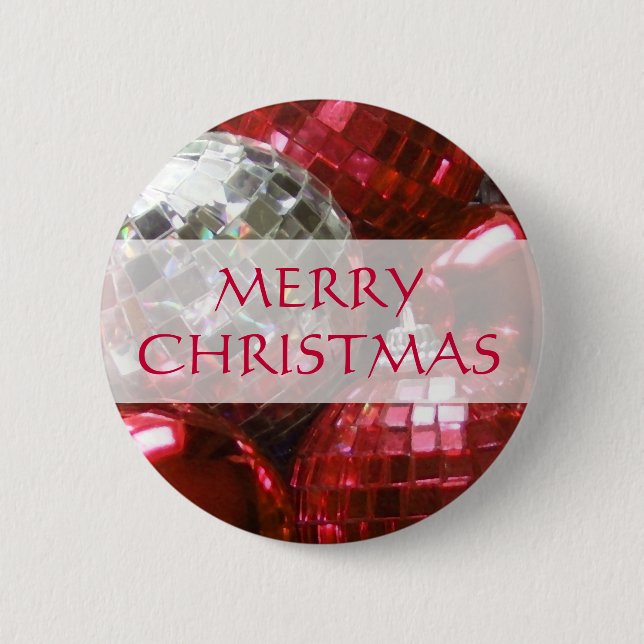 Red Baubles 'Merry Christmas'  button (Front)