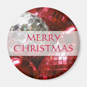Red Baubles 'Merry Christmas' fridge magnet