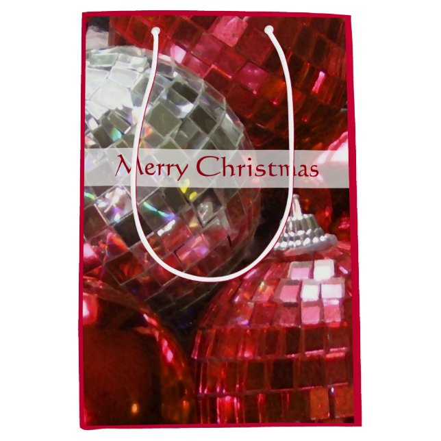 Red Baubles Merry Christmas gift bag medium (Front)