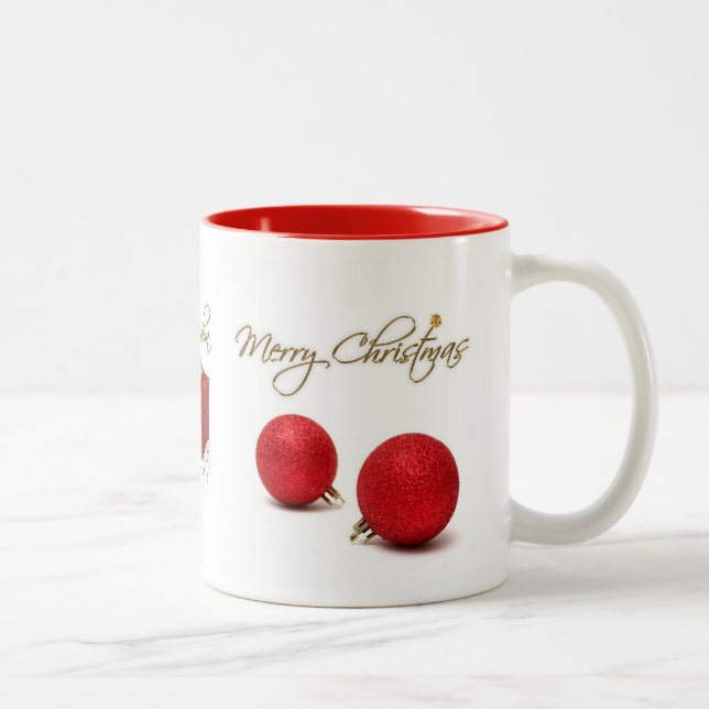 Red Baubles Merry Christmas Mug (Right)