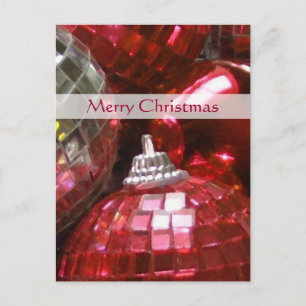 Red Baubles 'Merry Christmas' portrait Holiday Postcard