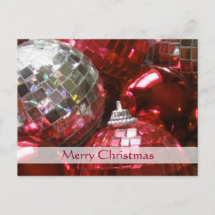 Red Baubles 'Merry Christmas' postcard