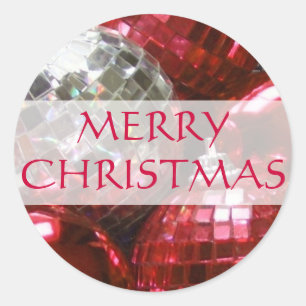 Red Baubles 'Merry Christmas' sticker