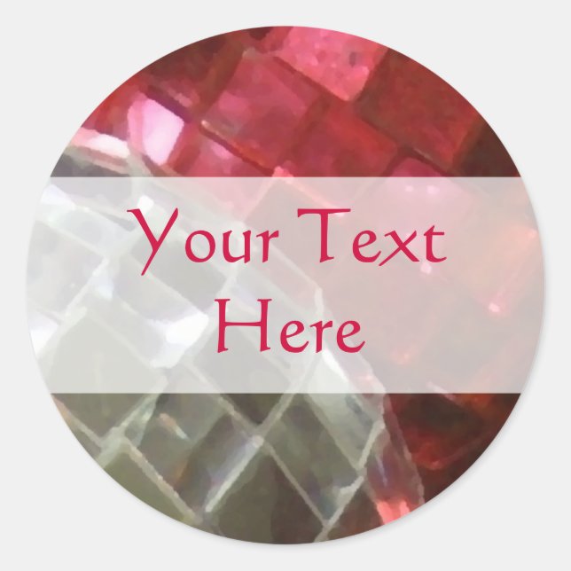 Red Baubles mirror ball 'Your Text' sticker (Front)