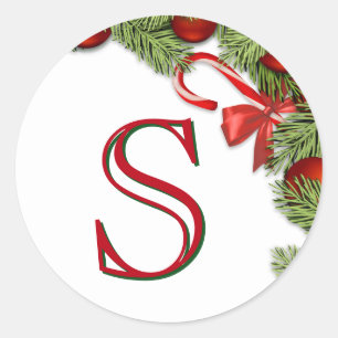 Red Baubles Pine Leaves Christmas Envelope Seal