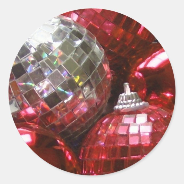 Red Baubles round sticker (Front)