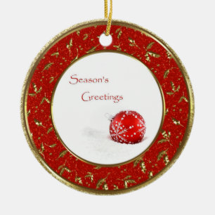 Red Baubles Season's Greetings Ornament