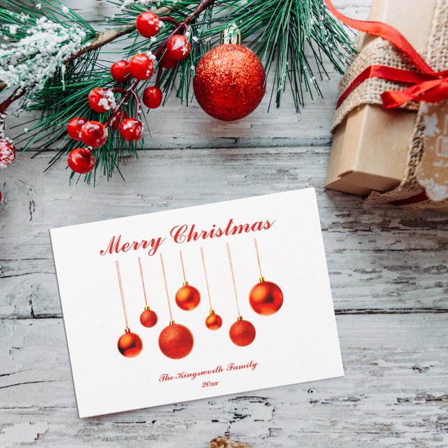 Red Baubles with Merry Christmas customisable card (Creator Uploaded)